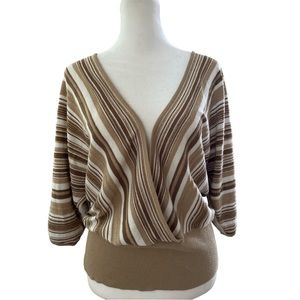 New York and Company Stripped Open Knit Sweater Shrug Size Large